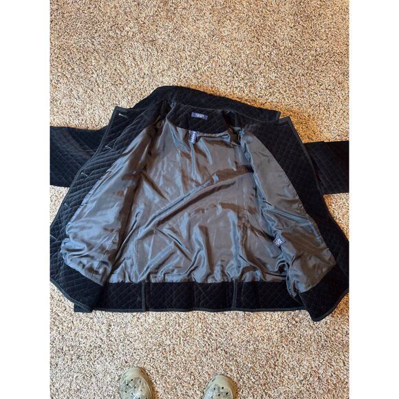 Chaps Jacket Black Velveteen Quilt Diamond Print Buttons Pockets Lined Size 3X - Picture 13 of 16